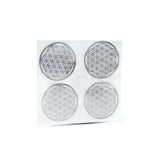 Adhésif métal Fleur de Vie argent 4x | Pieralune