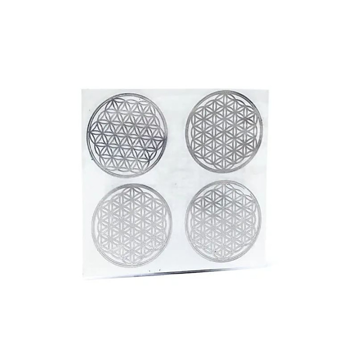 Adhésif métal Fleur de Vie argent 4x | Pieralune