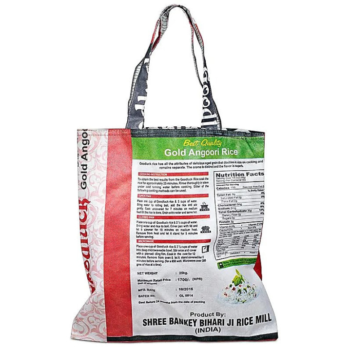Sac de courses en sacs de riz recyclés | Pieralune