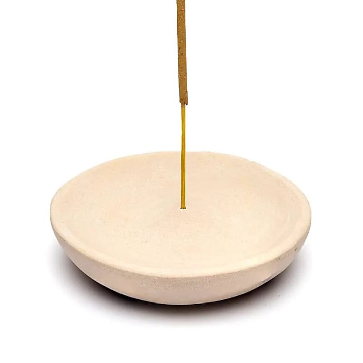 Brûleur d'encens en grès rose rond | Pieralune