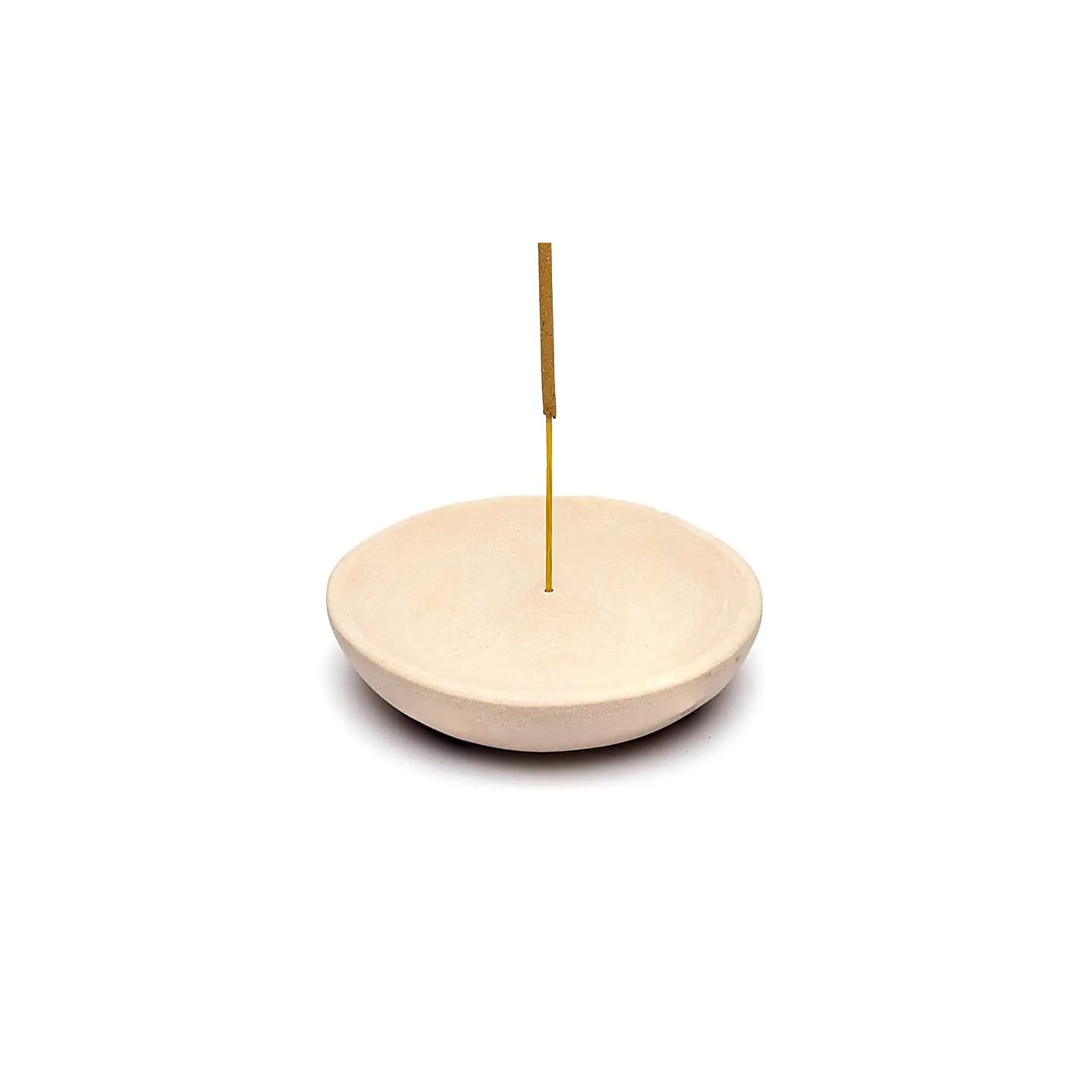 Brûleur d'encens en grès rose rond | Pieralune