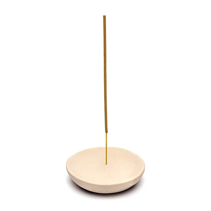 Brûleur d'encens en grès rose rond | Pieralune