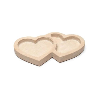 Plat en grès rose double cœur | Pieralune