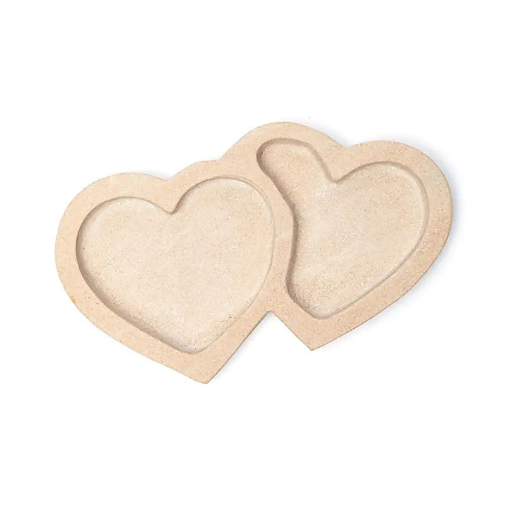 Plat en grès rose double cœur | Pieralune