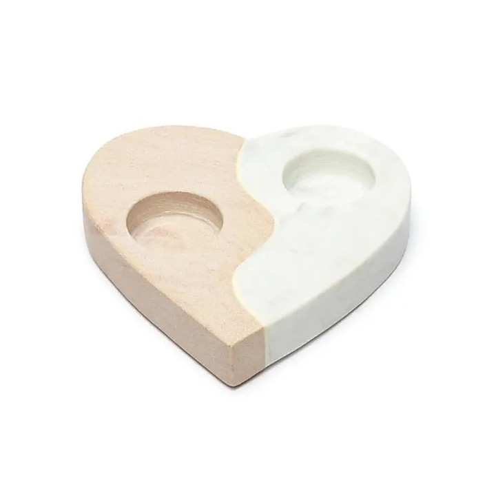 Porte-bougie en grès rose & marbre cœur | Pieralune