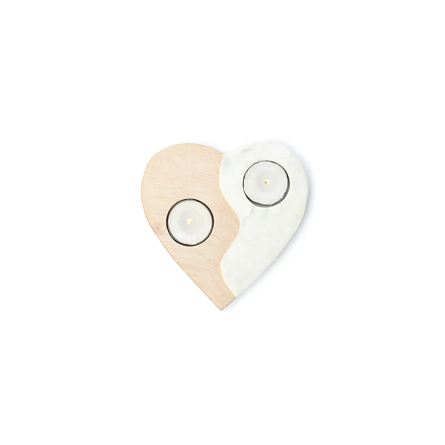 Porte-bougie en grès rose & marbre cœur | Pieralune