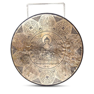 Gong népalais Bouddha Shakyamuni gravé | Pieralune