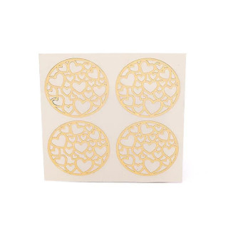 Autocollants métalliques Cœurs dorés, 4 x 4 cm | Pieralune