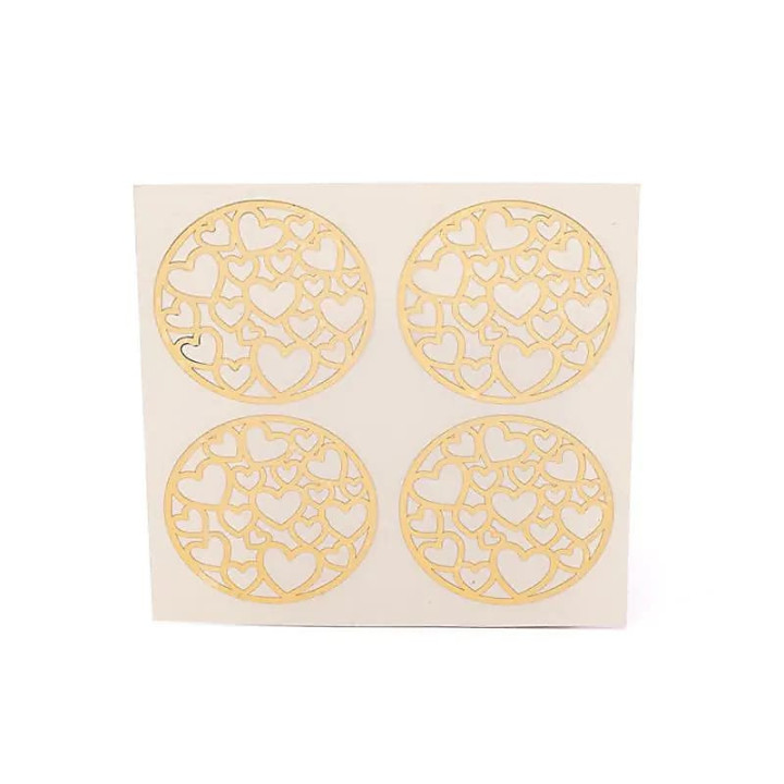 Autocollants métalliques Cœurs dorés, 4 x 4 cm | Pieralune