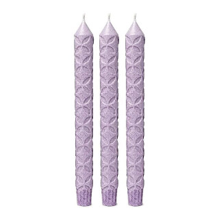 Bougie dîner motif Fleur de Vie stéarine violet | Pieralune