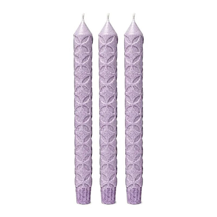 Bougie dîner motif Fleur de Vie stéarine violet | Pieralune