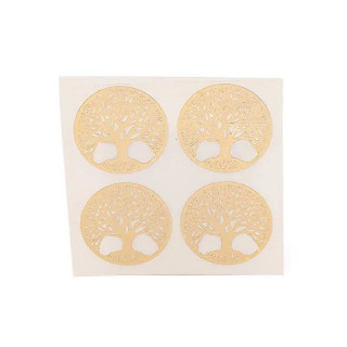 Autocollants métalliques Arbre de vie dorés, 4 x 4 cm | Pieralune