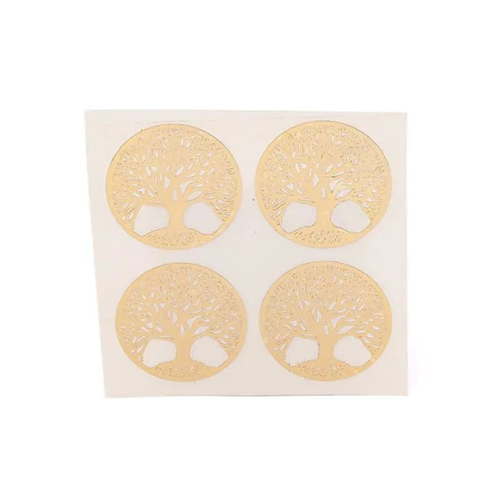 Autocollants métalliques Arbre de vie dorés, 4 x 4 cm | Pieralune