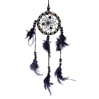 Capteur de rêves noir avec des plumes S | Pieralune