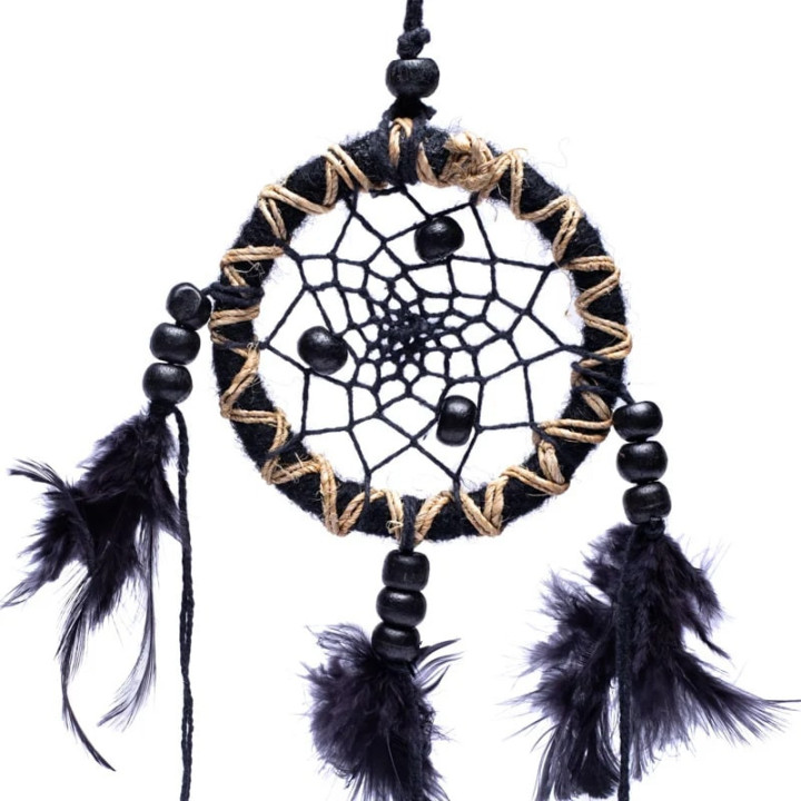 Capteur de rêves noir avec des plumes S | Pieralune