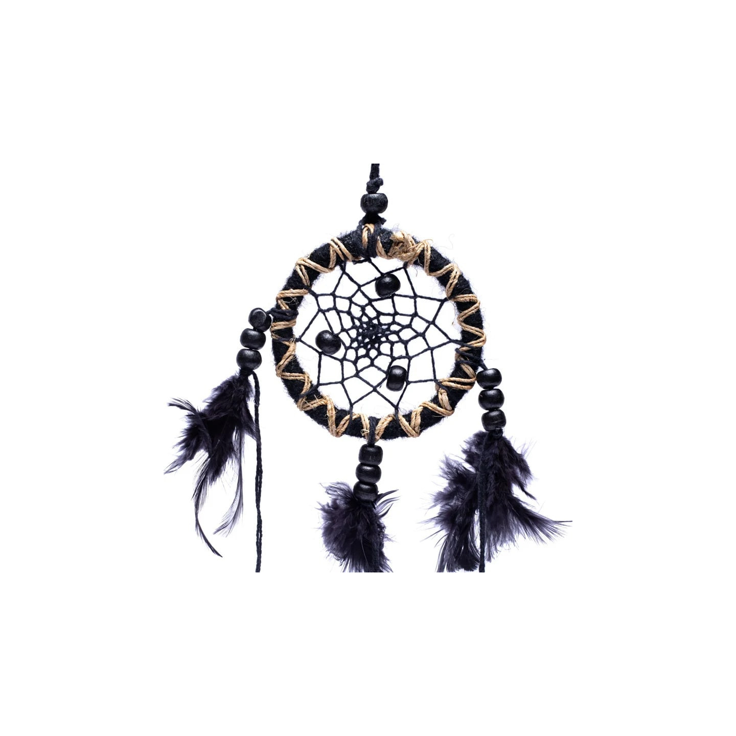 Capteur de rêves noir avec des plumes S | Pieralune