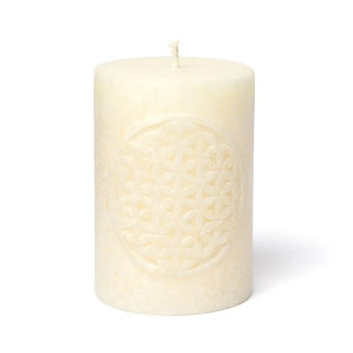 Bougie votive à relief Fleur de Vie stéarine blanc cassé | Pieralune