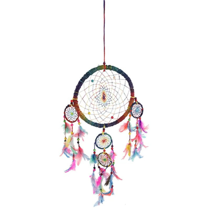 Capteur de rêves en chanvre arc en ciel M | Pieralune