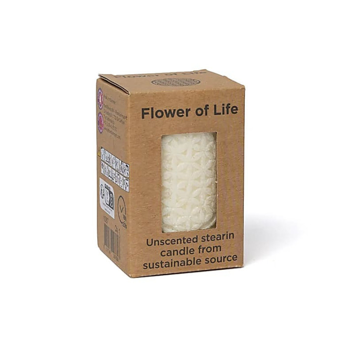 Bougie votive à relief Fleur de Vie stéarine blanc cassé | Pieralune