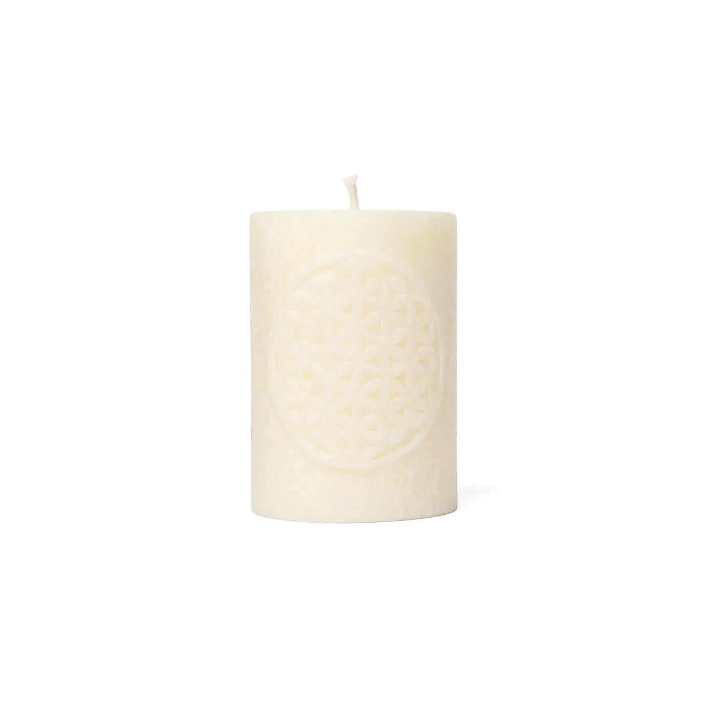 Bougie votive à relief Fleur de Vie stéarine blanc cassé | Pieralune