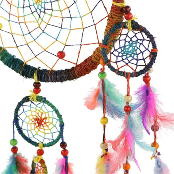 Capteur de rêves en chanvre arc en ciel L | Pieralune