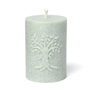 Bougie votive à relief Arbre de Vie stéarine vert sauge | Pieralune