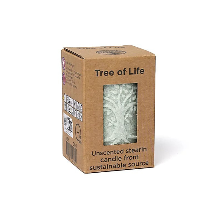 Bougie votive à relief Arbre de Vie stéarine vert sauge | Pieralune