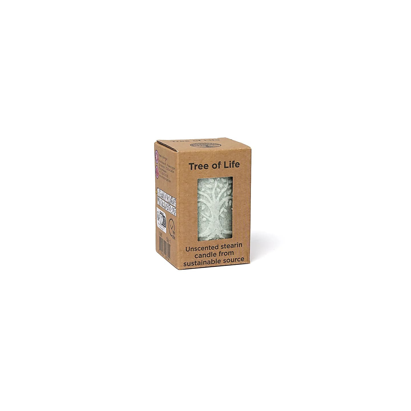 Bougie votive à relief Arbre de Vie stéarine vert sauge | Pieralune