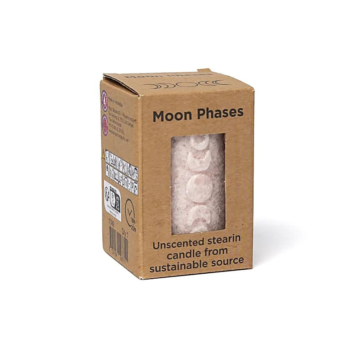 Bougie votive à relief Phases de Lune stéarine rose doux | Pieralune