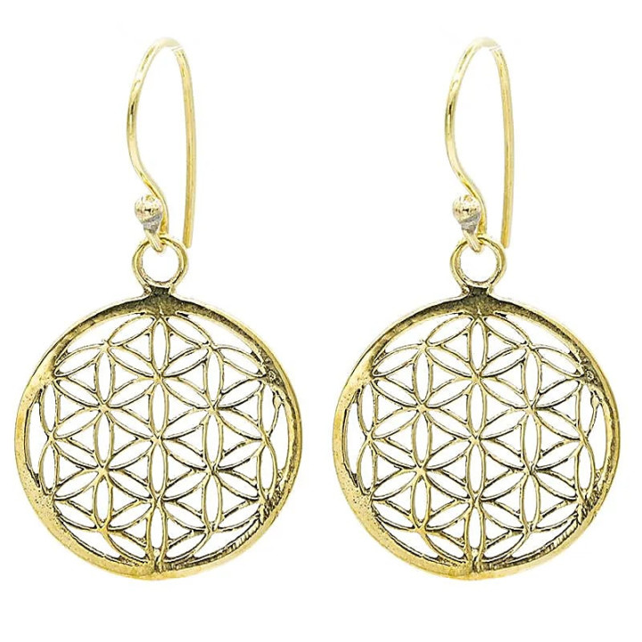 Boucles d'oreilles dorées fleur de vie en laiton | Pieralune