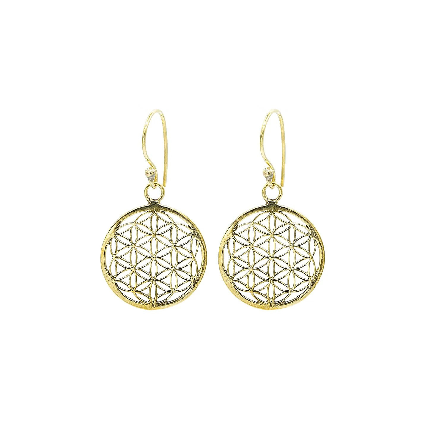 Boucles d'oreilles dorées fleur de vie en laiton | Pieralune
