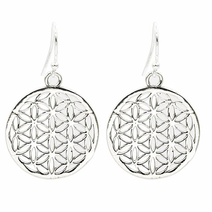 Boucles d'oreilles argentées fleur de vie laiton | Pieralune