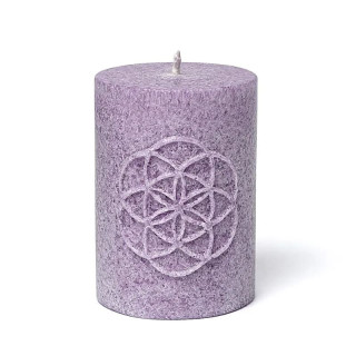 Bougie votive à relief Graine de Vie stéarine violet | Pieralune
