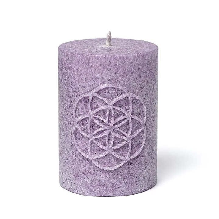 Bougie votive à relief Graine de Vie stéarine violet | Pieralune