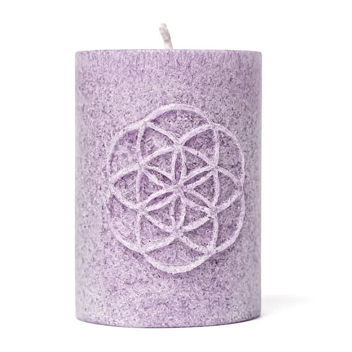 Bougie votive à relief Graine de Vie stéarine violet | Pieralune