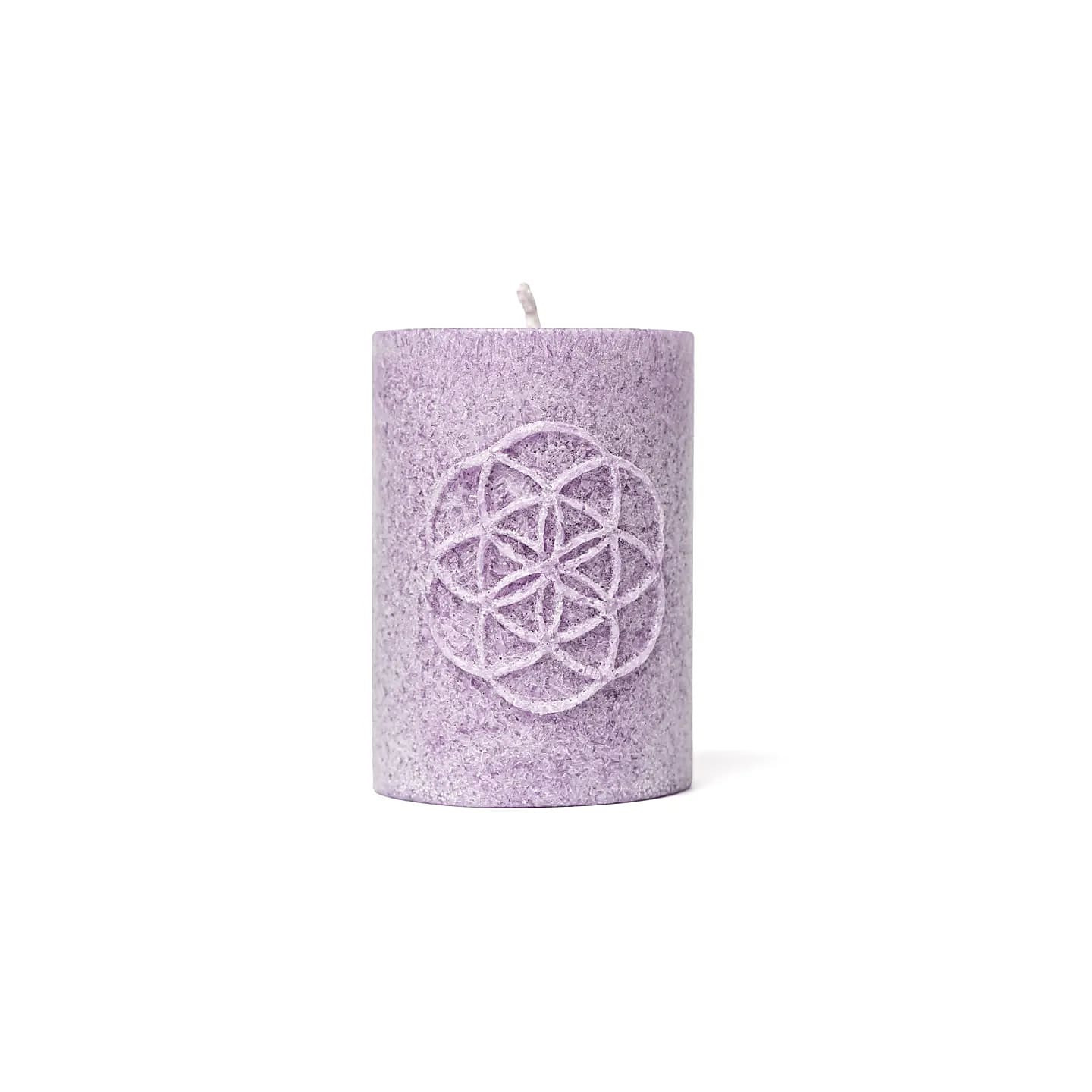 Bougie votive à relief Graine de Vie stéarine violet | Pieralune
