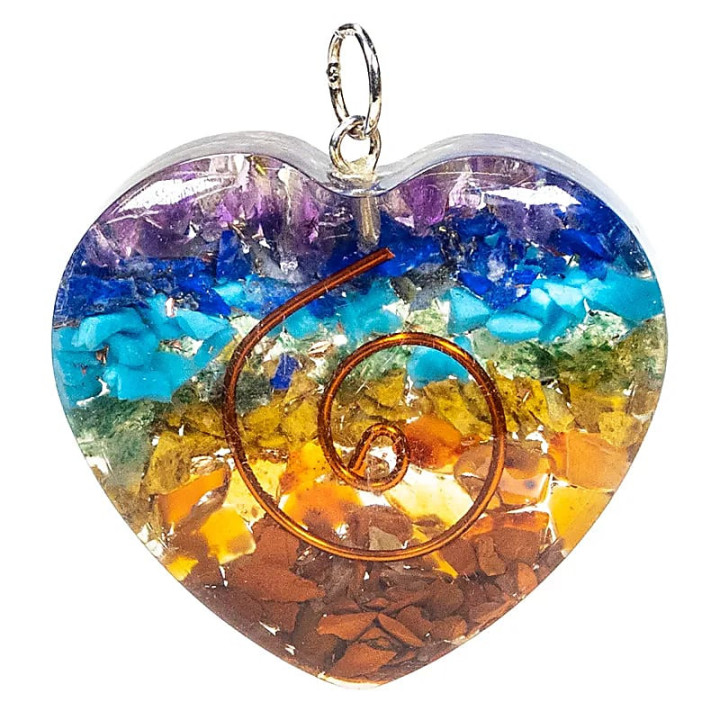 Orgonite pendentif en forme de coeur multicouleur | Pieralune
