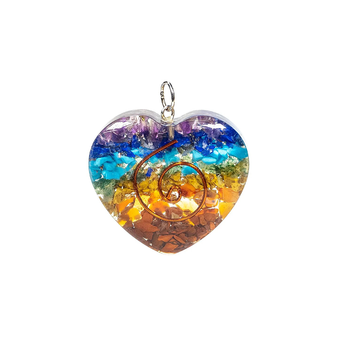 Orgonite pendentif en forme de coeur multicouleur | Pieralune