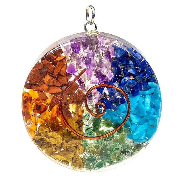 Orgonite pendentif rond multicouleur | Pieralune