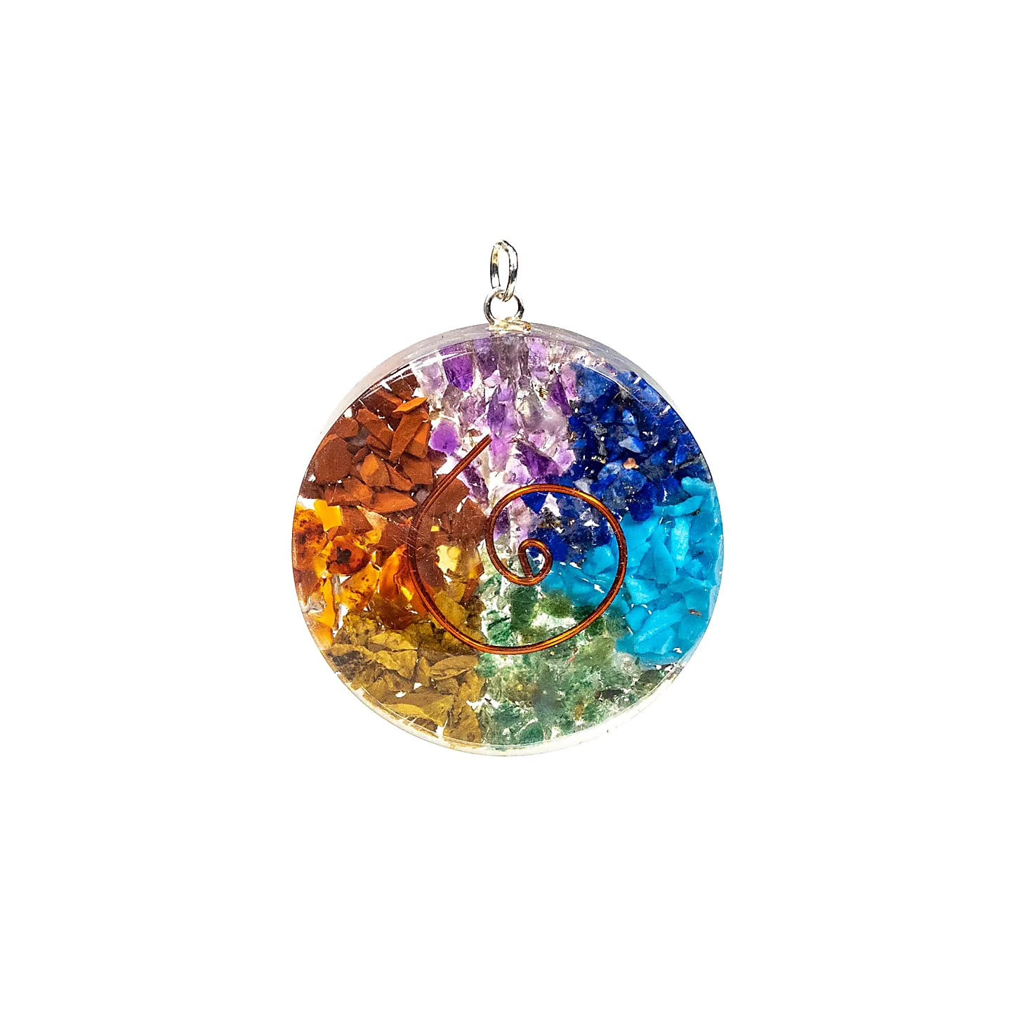 Orgonite pendentif rond multicouleur | Pieralune