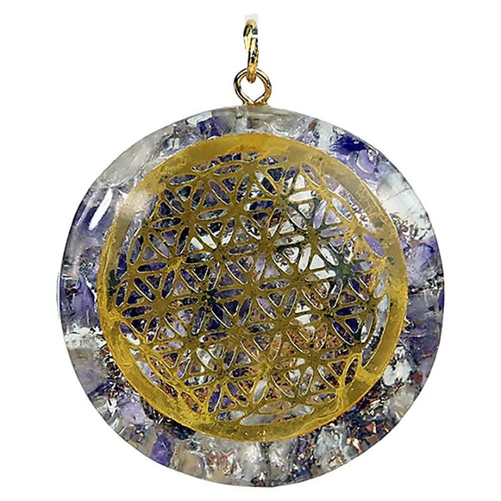 Orgonite pendentif Fleur de Vie améthystecristal de roche | Pieralune