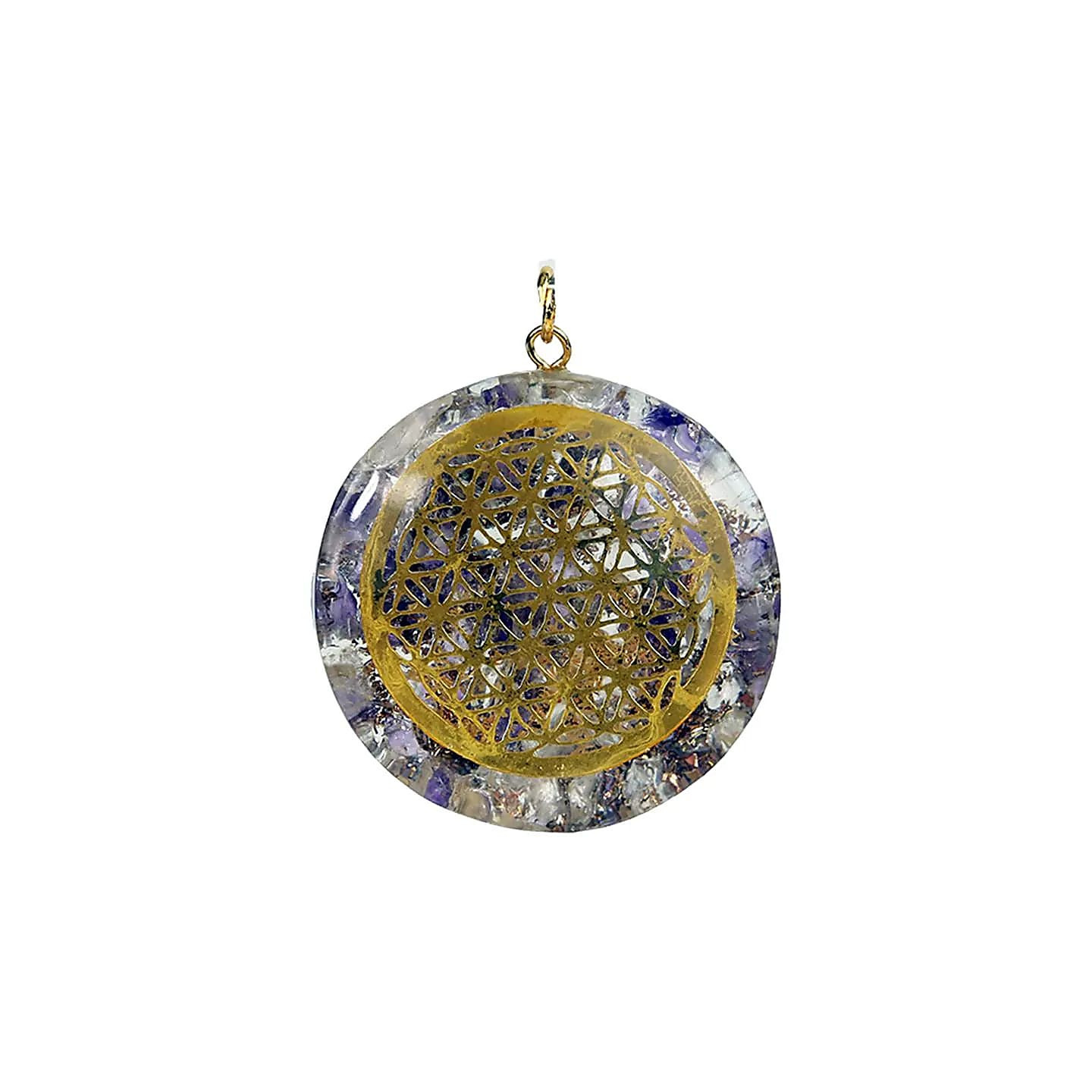 Orgonite pendentif Fleur de Vie améthystecristal de roche | Pieralune