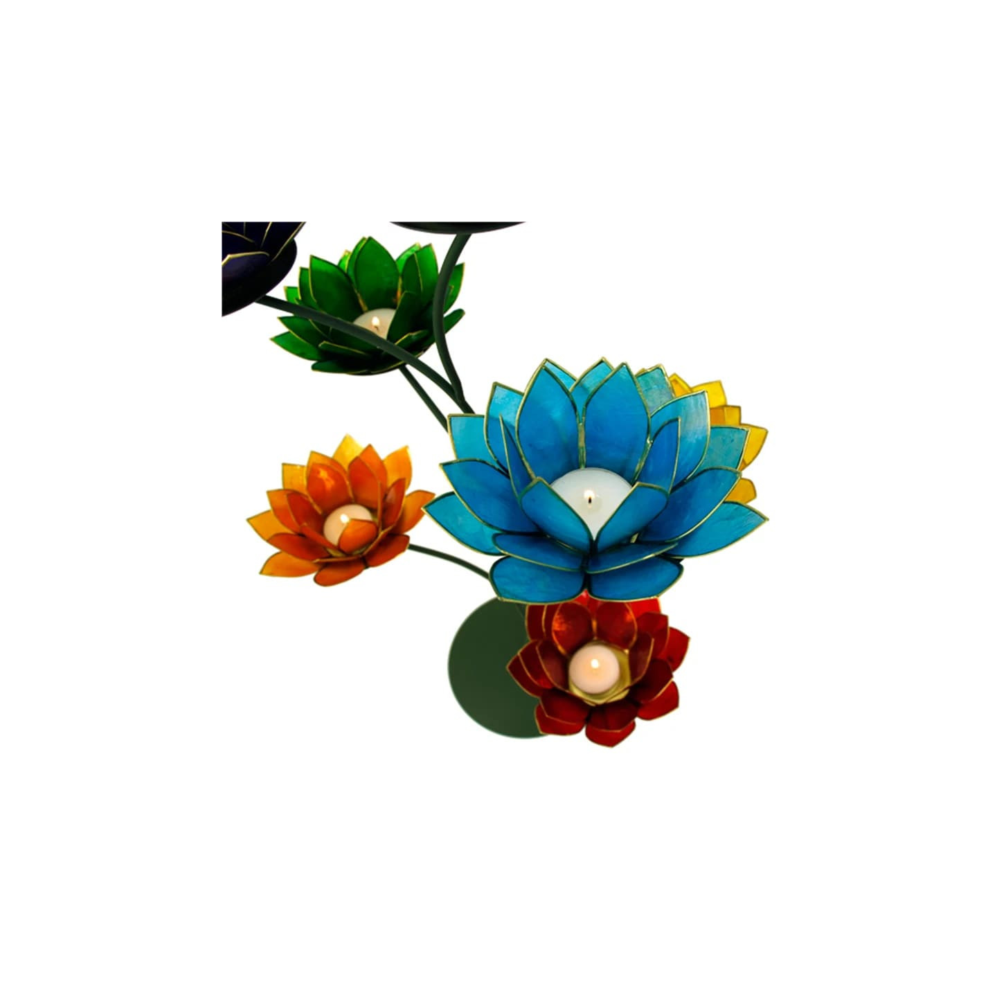 Chakras Lotus Présentoir vert + 21 bougeoirs | Pieralune