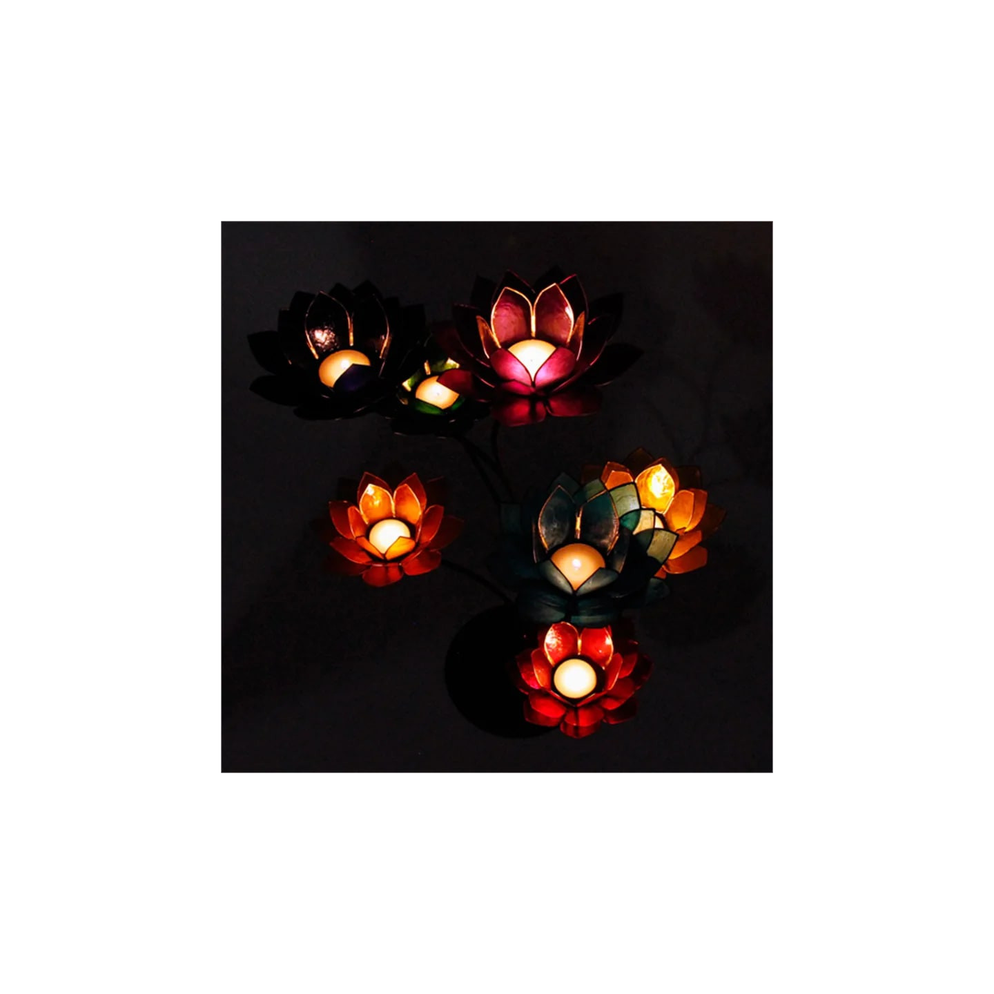 Chakra Lotus Présentoir vert + 21 bougeoirs | Pieralune