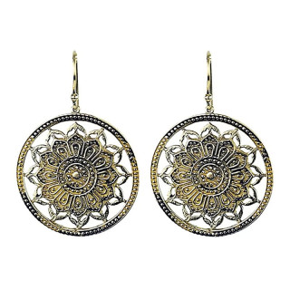 Boucles d'oreilles Mandala Lotus laiton doré | Pieralune