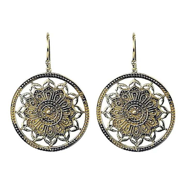 Boucles d'oreilles Mandala Lotus laiton doré | Pieralune