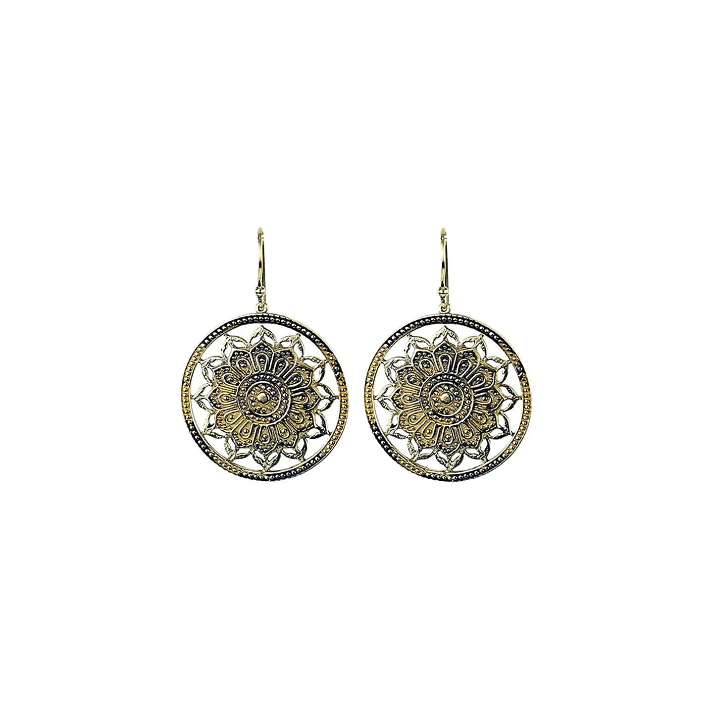 Boucles d'oreilles Mandala Lotus laiton doré | Pieralune