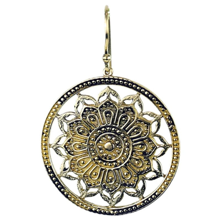 Boucles d'oreilles Mandala Lotus laiton doré | Pieralune