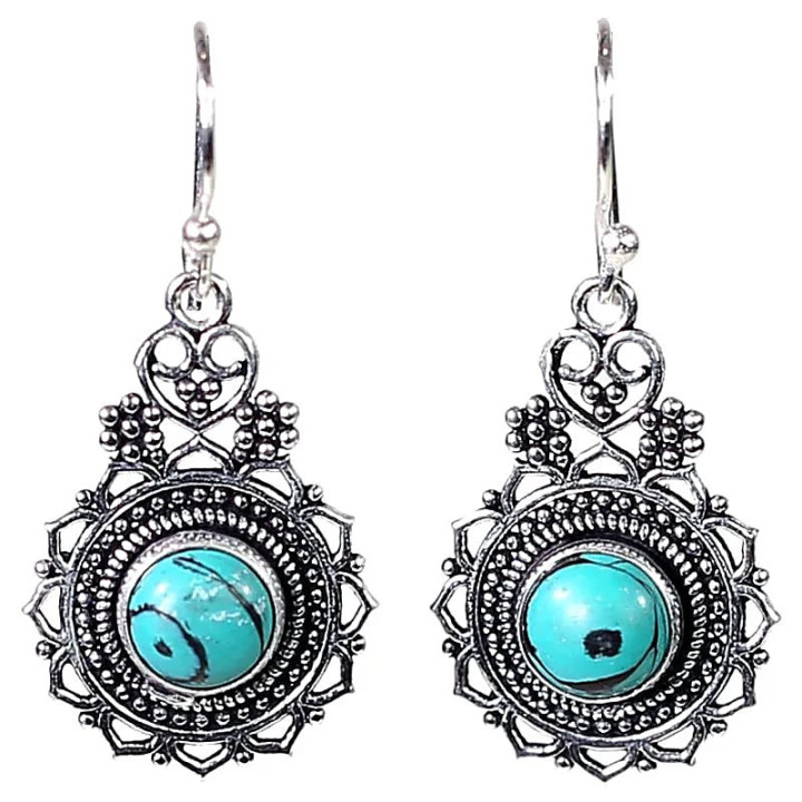 Boucles d'oreilles Bohémiennes laiton couleur argent | Pieralune