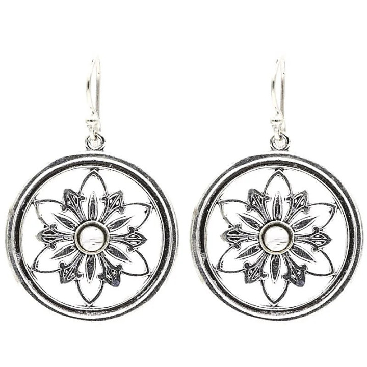 Boucles d'oreilles fleur avec pierre de lune | Pieralune